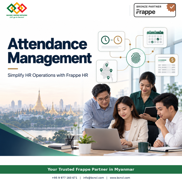 Attendance Management ကို ပိုမိုစနစ်ကျစေမယ့် Frappe HR | HR အဖွဲ့အတွက် စမတ်ကျတဲ့ ဖြေရှင်းချက် - Cover Image